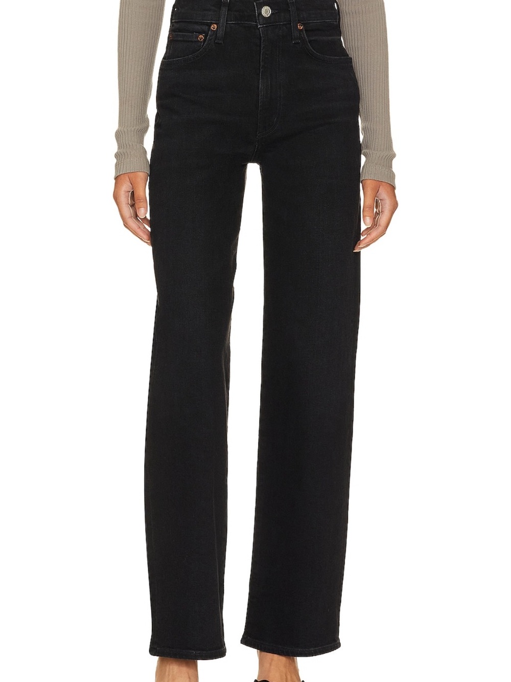Agolde High-Rise Straight Leg Jeans - Black 90’s pinch